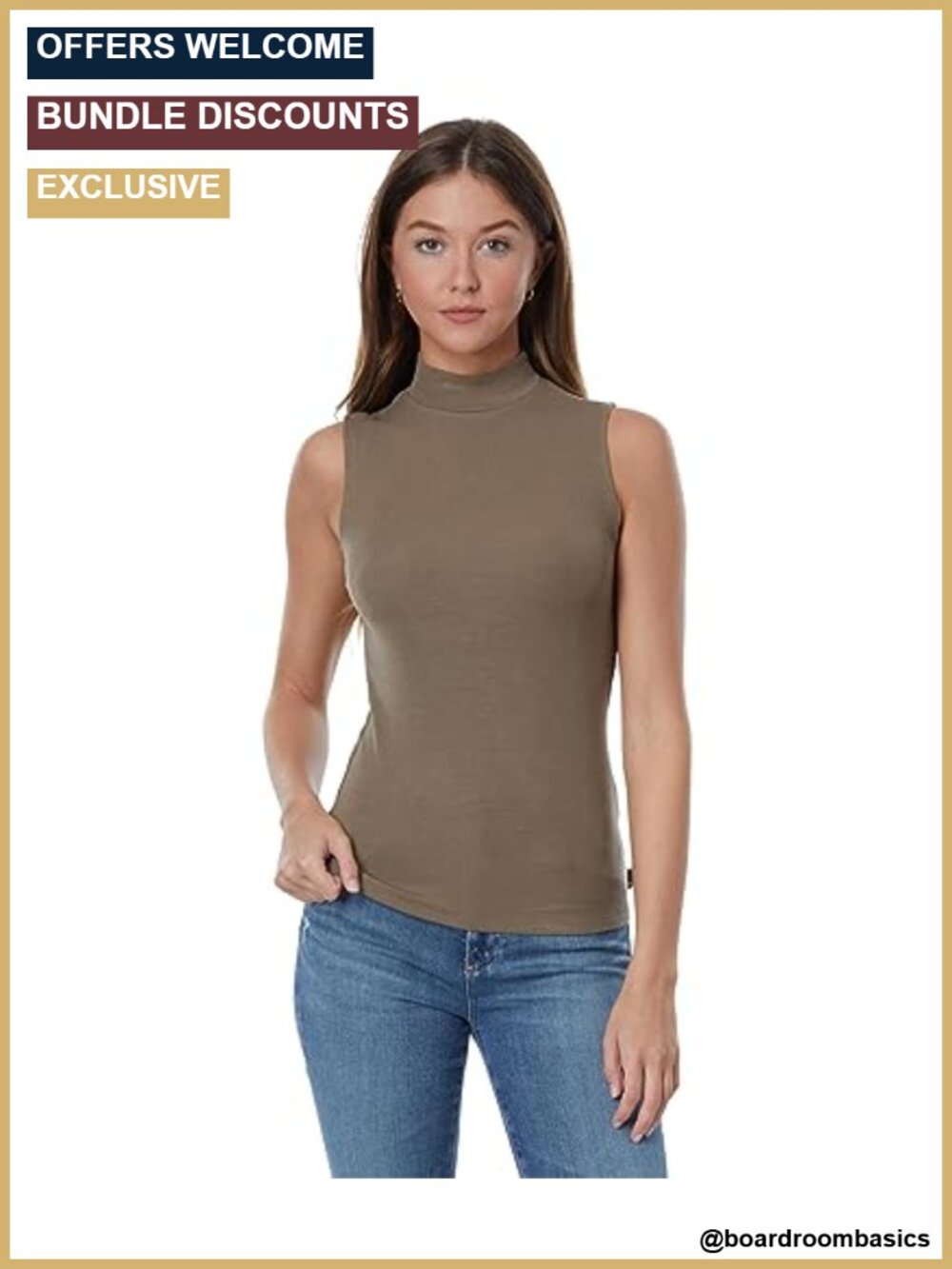 Sleeveless Turtleneck Tank Top Basic Layering Essential